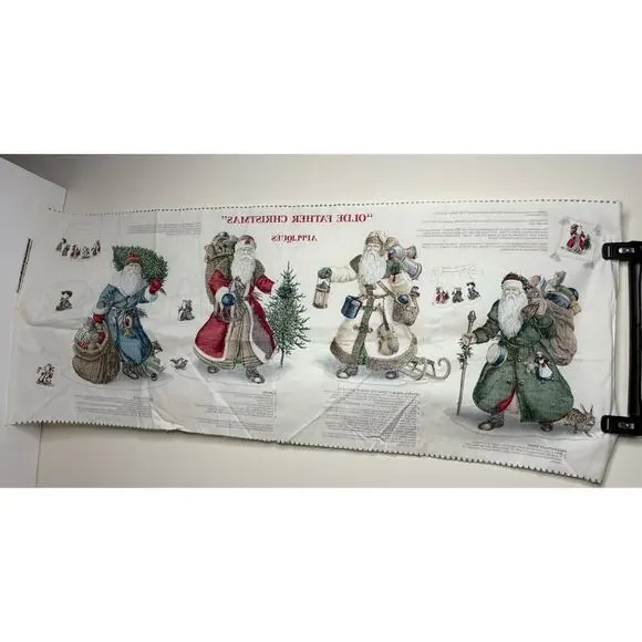 Vintage Olde Father Christmas Fabric Panel Appliques VIP Joan Messmore 4 Santas - Picture 2 of 7